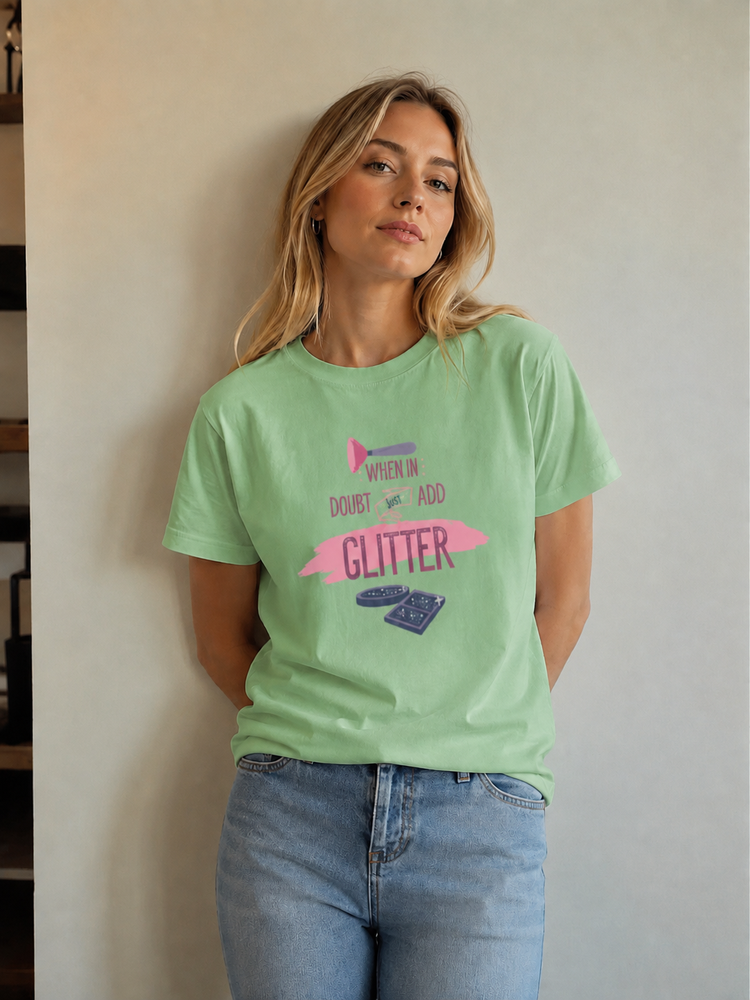 Vastrio Glitter Quote Graphic T-Shirt | Unisex Cotton Regular Fit