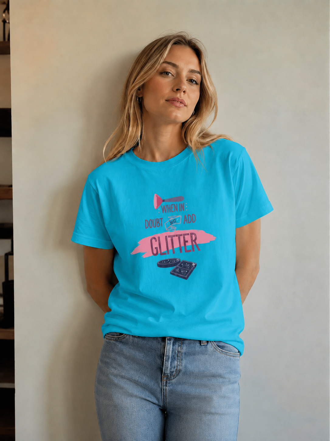 Vastrio Glitter Quote Graphic T-Shirt | Unisex Cotton Regular Fit