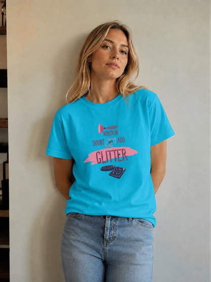 Vastrio Glitter Quote Graphic T-Shirt | Unisex Cotton Regular Fit