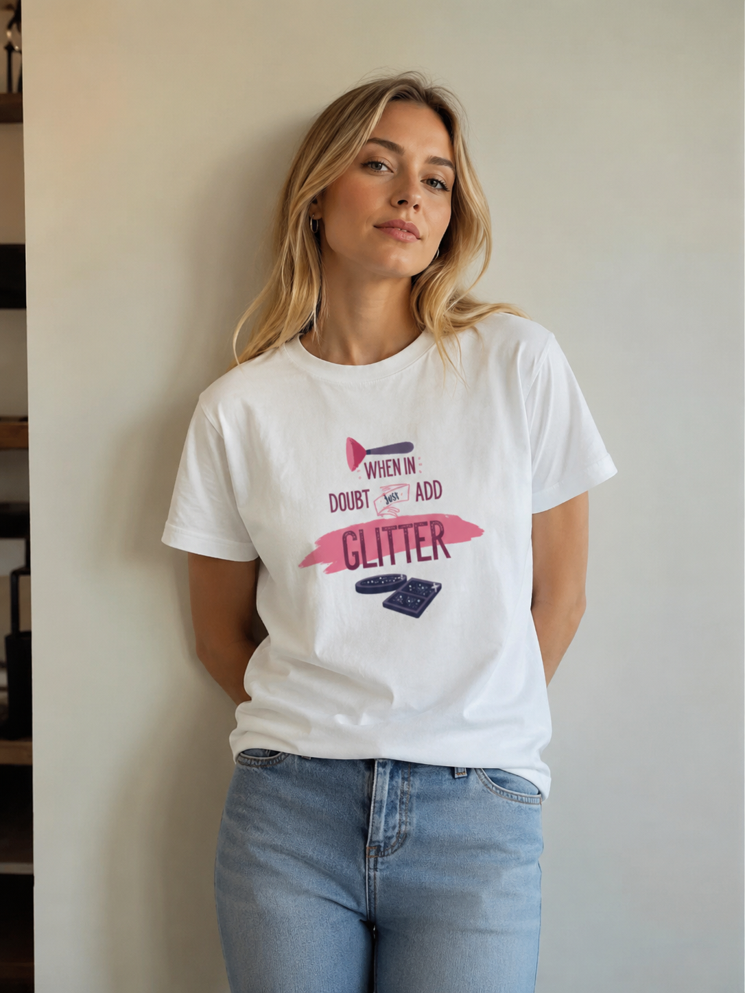 Vastrio Glitter Quote Graphic T-Shirt | Unisex Cotton Regular Fit