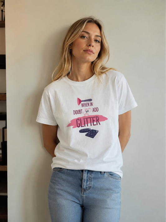 Vastrio Glitter Quote Graphic T-Shirt | Unisex Cotton Regular Fit