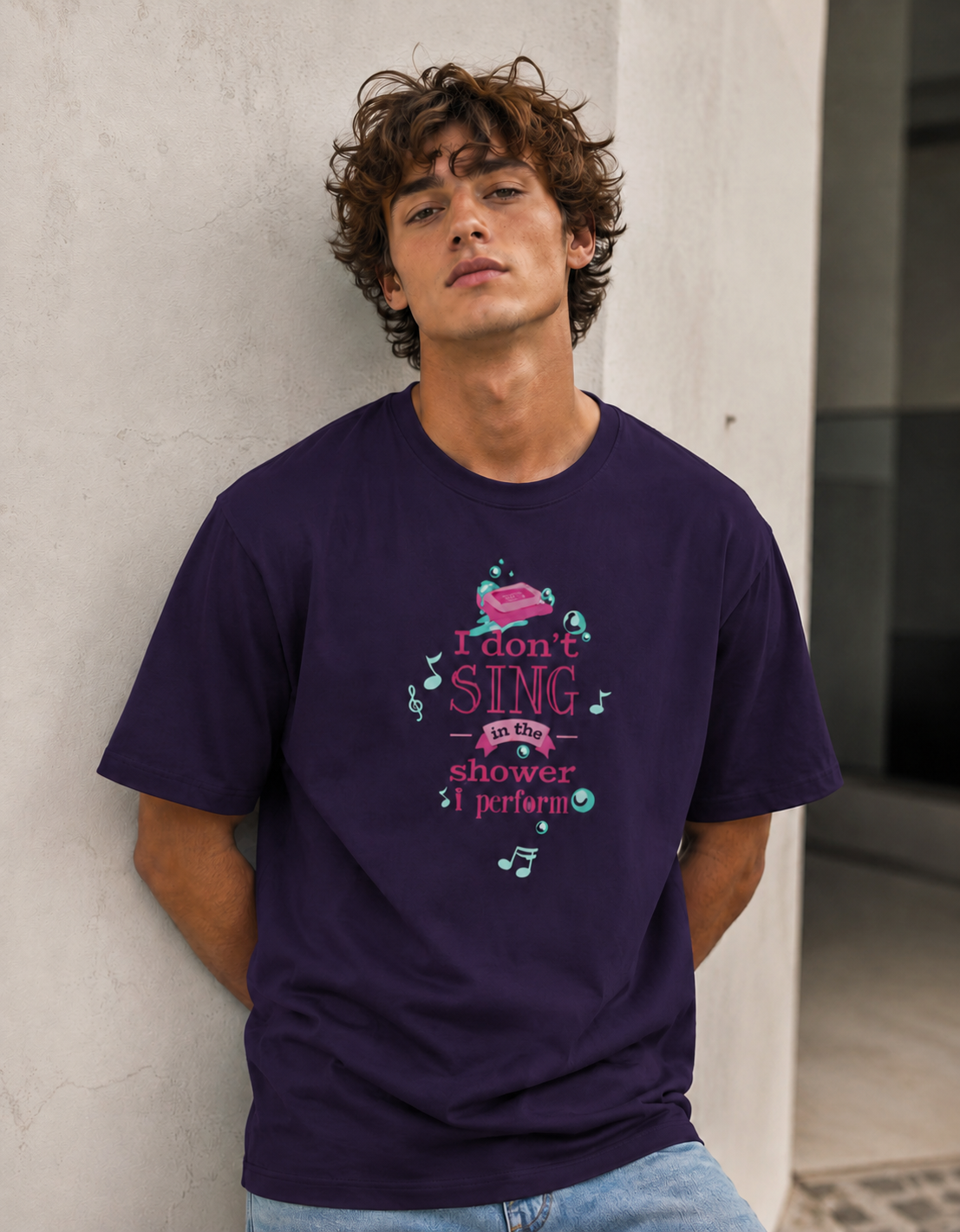 Vastrio Shower Music Graphic T-Shirt | Unisex Cotton Regular Fit