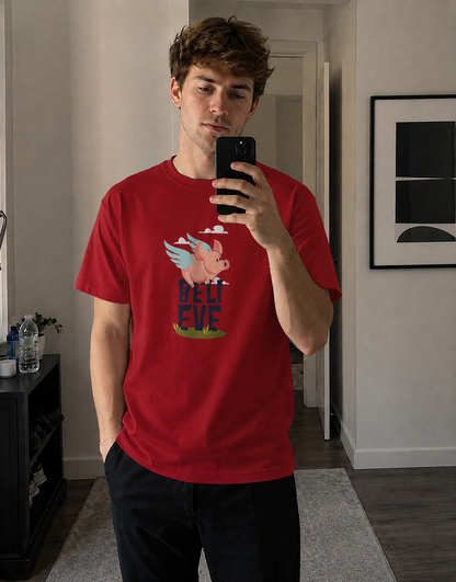 Vastrio Flying Pig Graphic T-Shirt | Unisex Cotton Regular Fit