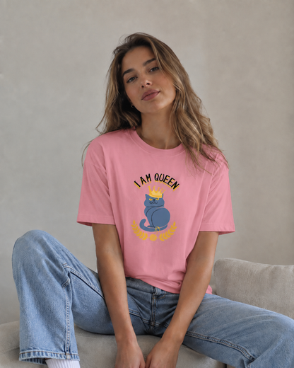 Vastrio Queen Cat Graphic T-Shirt | Unisex Cotton Regular Fit