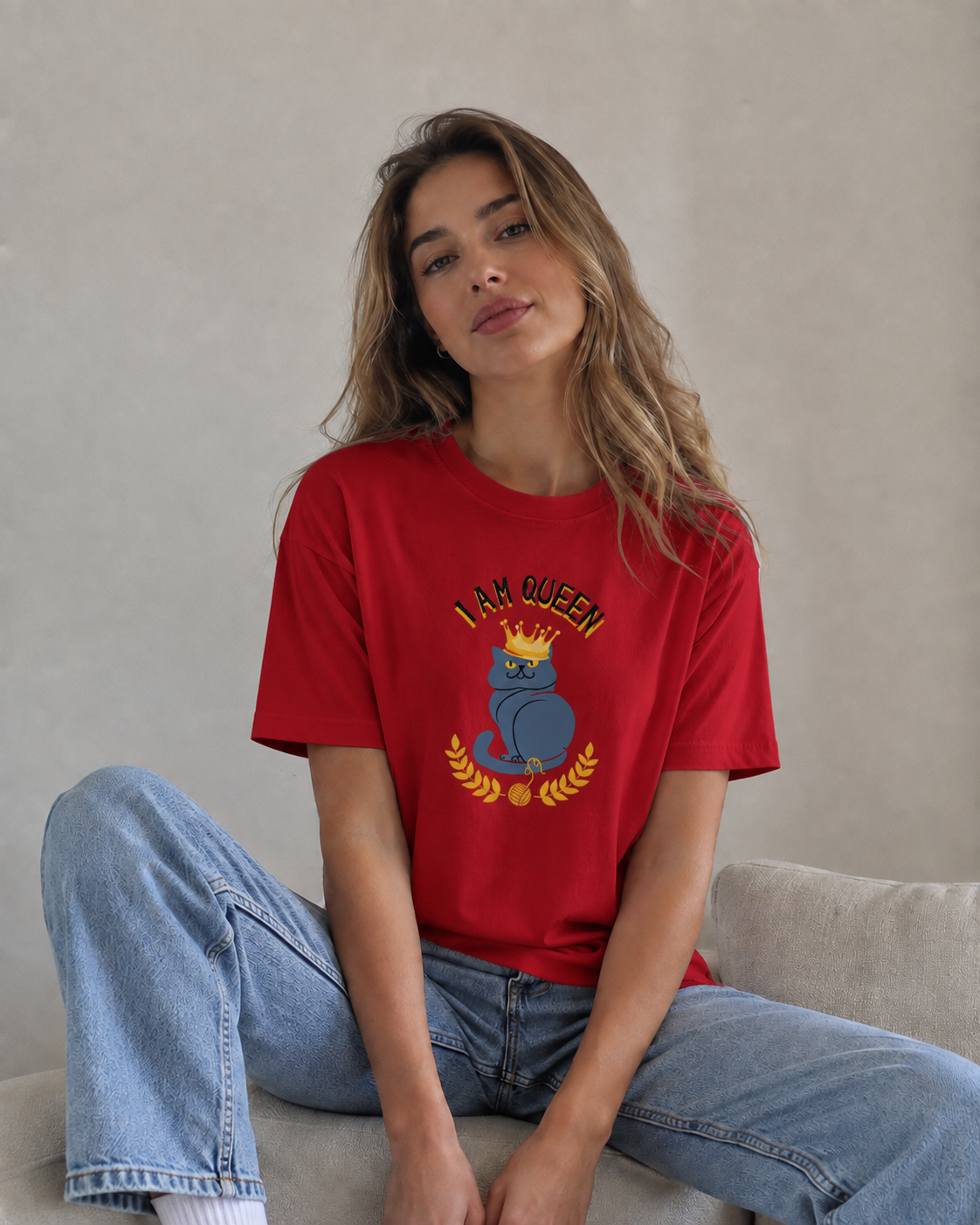 Vastrio Queen Cat Graphic T-Shirt | Unisex Cotton Regular Fit