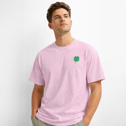 Vastrio Unisex Embroidered Clover T Shirt for Men & Women | Minimalist Casual Regular Fit Crew Neck Short Sleeve T-Shirt