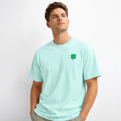 Vastrio Unisex Embroidered Clover T Shirt for Men & Women | Minimalist Casual Regular Fit Crew Neck Short Sleeve T-Shirt