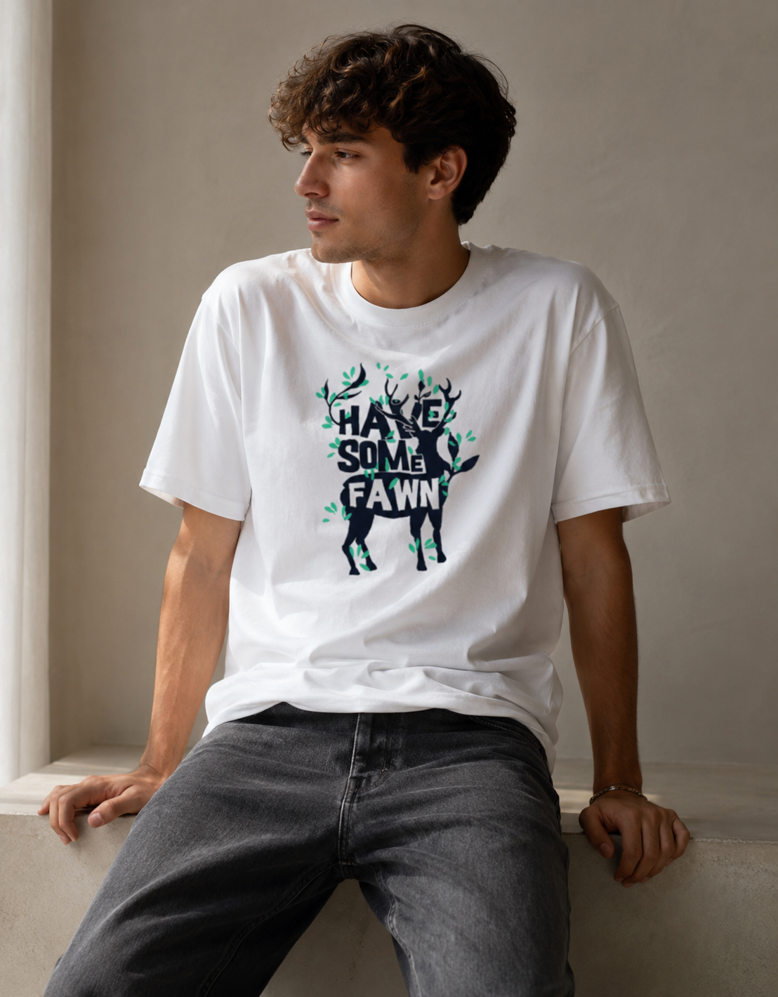 Vastrio Have Some Fawn Deer Graphic T-Shirt | Unisex Cotton Regular Fit