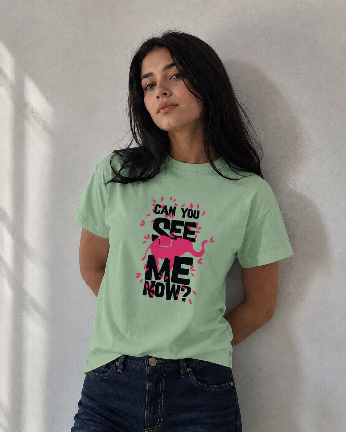 Vastrio Can You See Me Now Elephant Graphic T-Shirt | Unisex Cotton Regular Fit