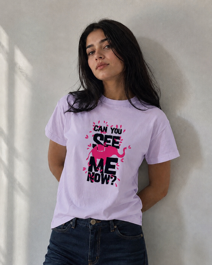 Vastrio Can You See Me Now Elephant Graphic T-Shirt | Unisex Cotton Regular Fit