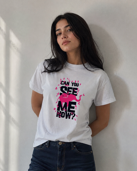 Vastrio Can You See Me Now Elephant Graphic T-Shirt | Unisex Cotton Regular Fit