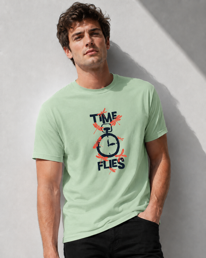 Vastrio Time Flies Graphic T-Shirt | Unisex Cotton Regular Fit
