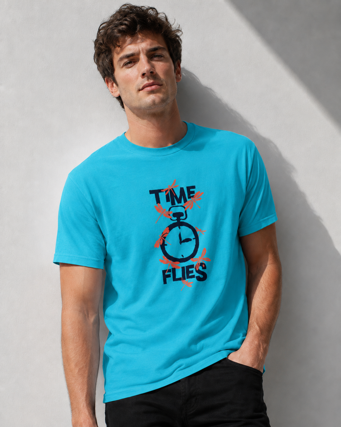 Vastrio Time Flies Graphic T-Shirt | Unisex Cotton Regular Fit