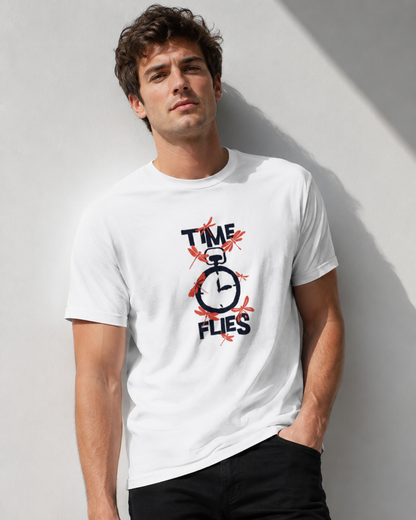 Vastrio Time Flies Graphic T-Shirt | Unisex Cotton Regular Fit