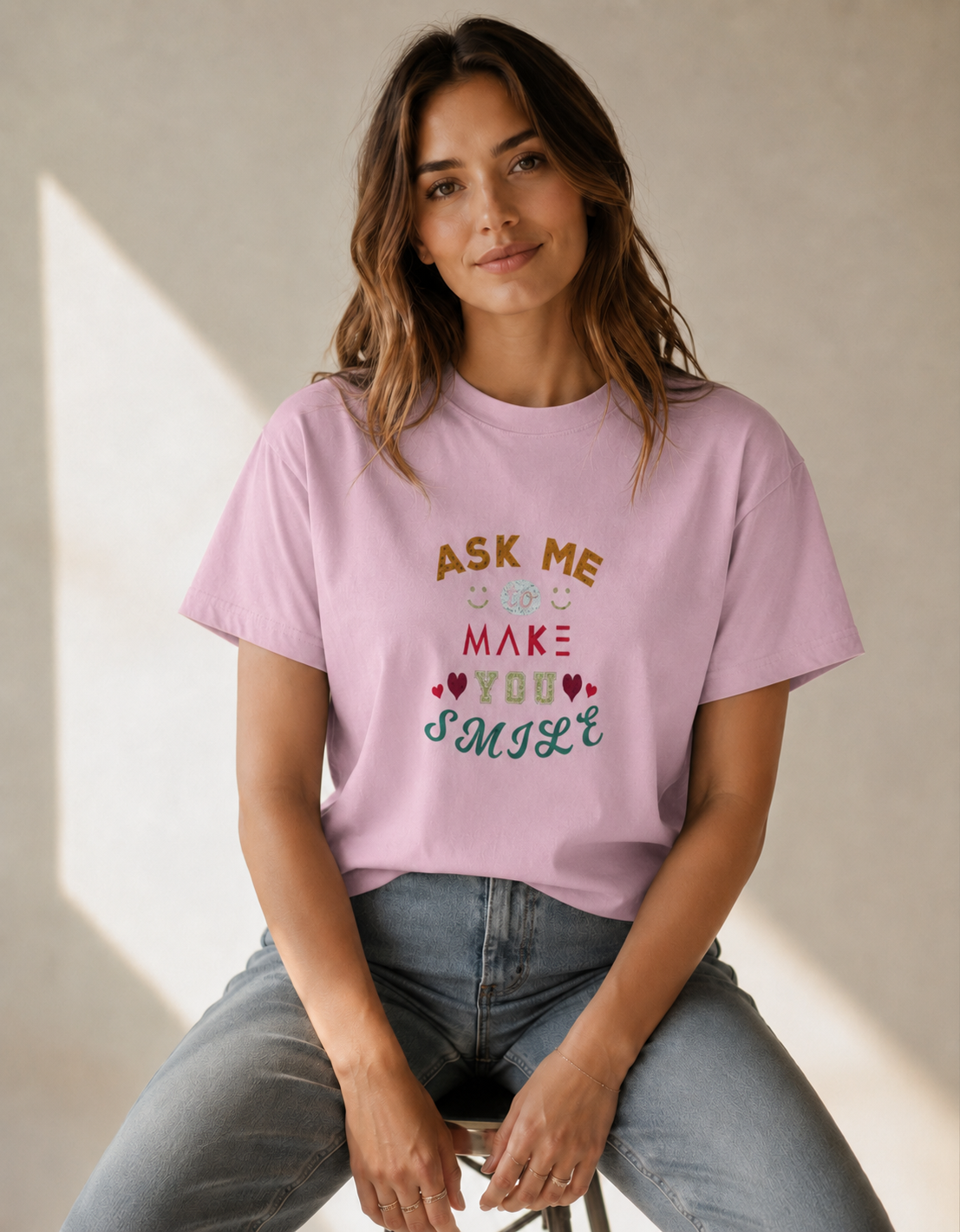 Vastrio Unisex Funny Quote Graphic Printed T Shirt for Men & Women | Ask Me To Make You Smile Typography T-Shirt | Regular Fit Crew Neck Casual Wear