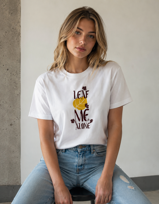 Vastrio Leaf Me Alone Graphic T-Shirt | Unisex Cotton Regular Fit