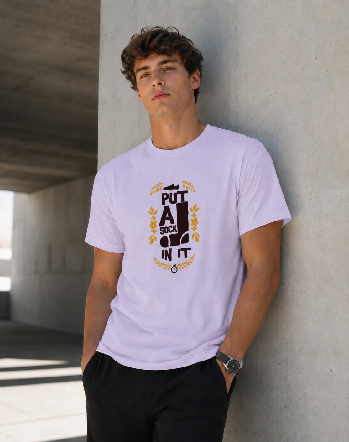 Vastrio Put a Sock in It Graphic T-Shirt | Unisex Cotton Regular Fit