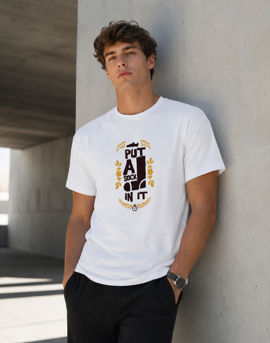 Vastrio Put a Sock in It Graphic T-Shirt | Unisex Cotton Regular Fit