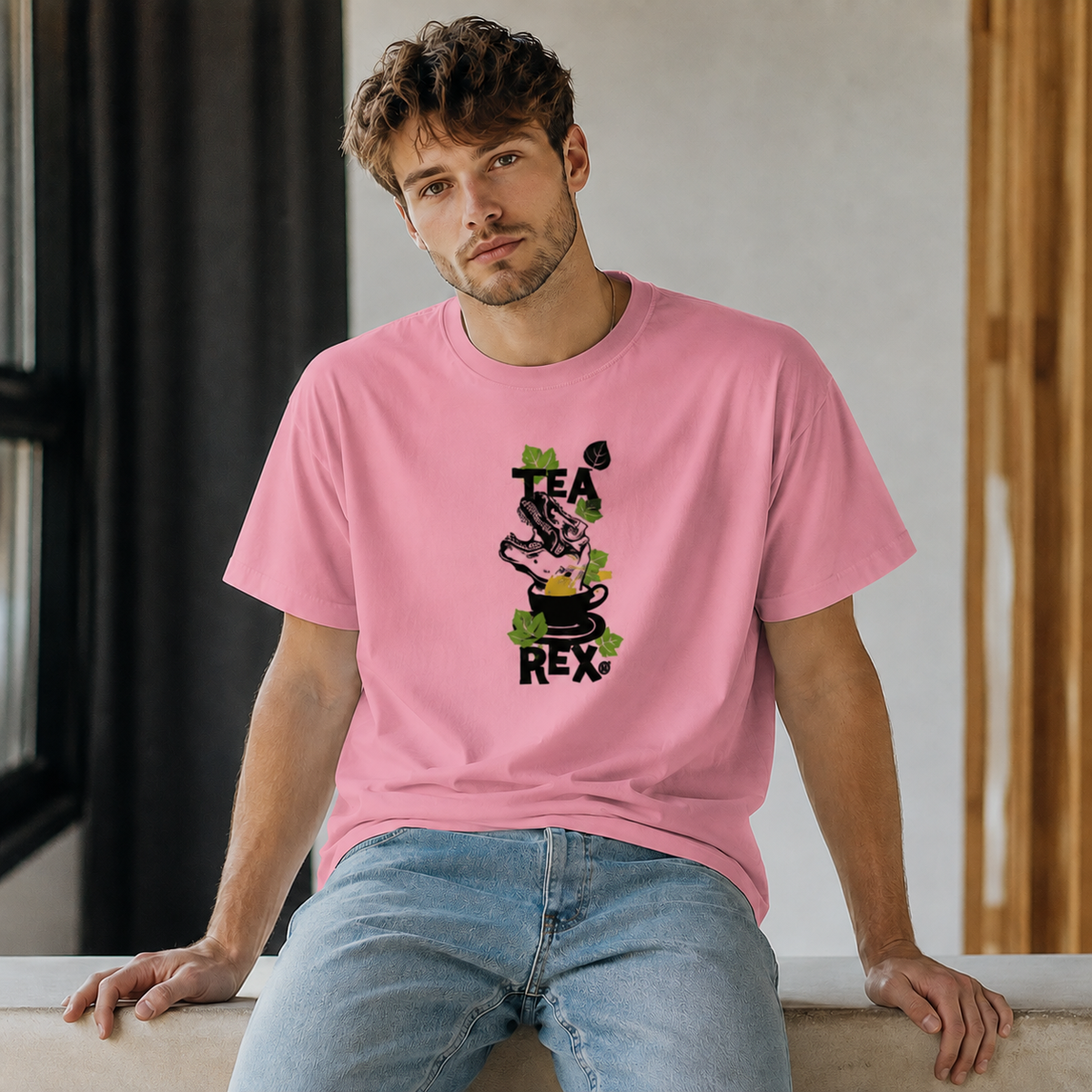 Vastrio Tea Rex Dinosaur Graphic T-Shirt | Unisex Cotton Regular Fit