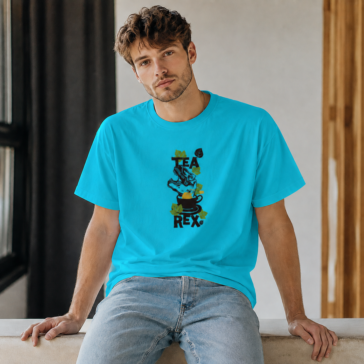 Vastrio Tea Rex Dinosaur Graphic T-Shirt | Unisex Cotton Regular Fit