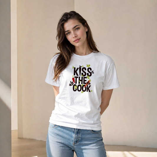 Vastrio Kiss the Cook Graphic T-Shirt | Unisex Cotton Regular Fit