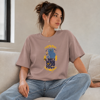 Vastrio Simply Purr-Fect Cat Graphic T-Shirt | Unisex Cotton Regular Fit