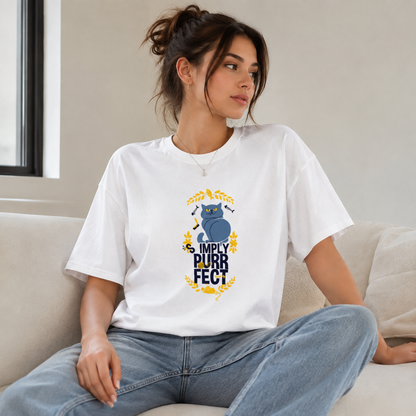 Vastrio Simply Purr-Fect Cat Graphic T-Shirt | Unisex Cotton Regular Fit