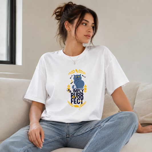 Vastrio Simply Purr-Fect Cat Graphic T-Shirt | Unisex Cotton Regular Fit