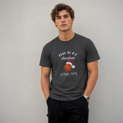 Vastrio Unisex Christmas Basketball Graphic Printed T-Shirt for Men & Women, Funny Holiday Pajama Shirt Design, Casual Cotton Tee