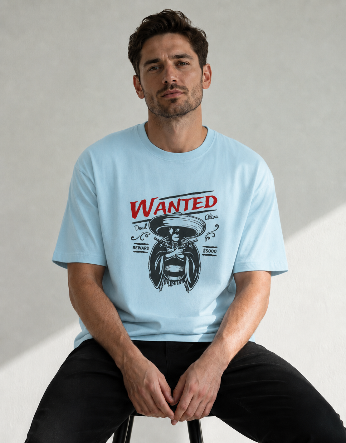 Vastrio Unisex Wanted Cowboy Graphic Printed T-Shirt | Western Vintage Style Tee for Men & Women | Casual Streetwear T-Shirt