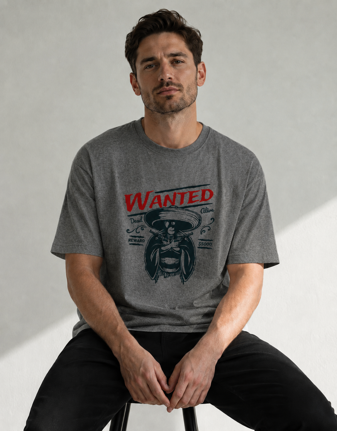 Vastrio Unisex Wanted Cowboy Graphic Printed T-Shirt | Western Vintage Style Tee for Men & Women | Casual Streetwear T-Shirt