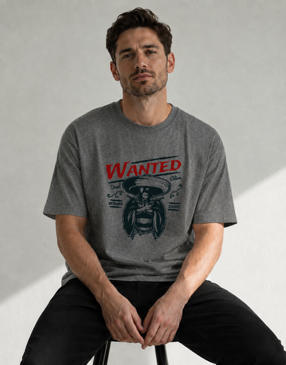 Vastrio Unisex Wanted Cowboy Graphic Printed T-Shirt | Western Vintage Style Tee for Men & Women | Casual Streetwear T-Shirt
