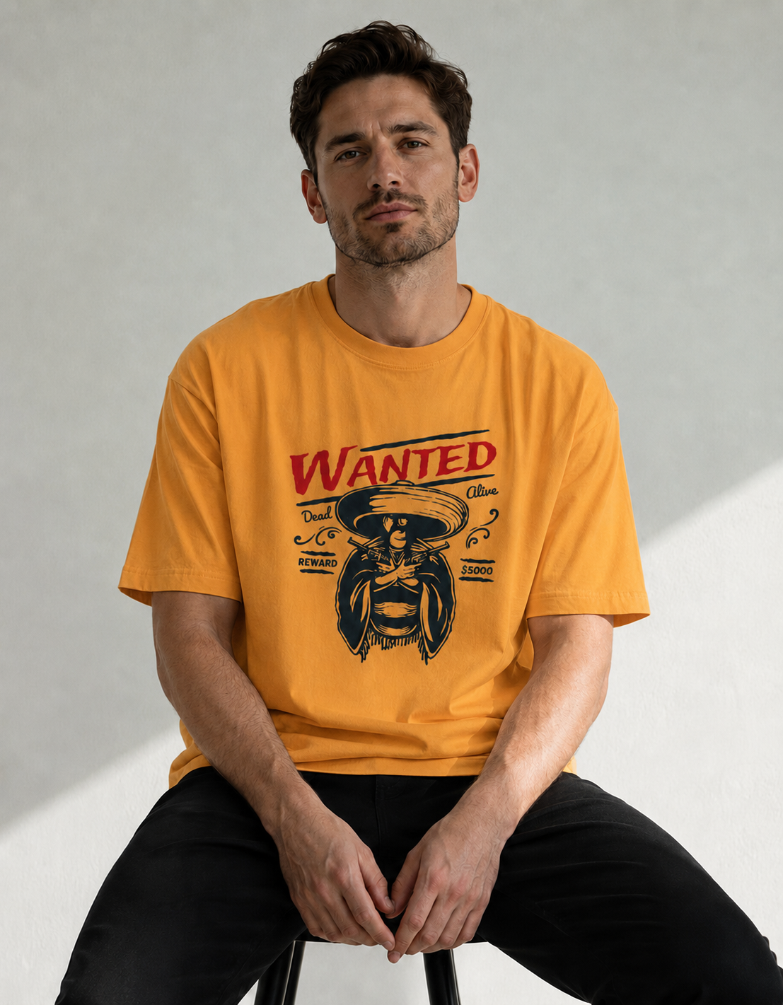 Vastrio Unisex Wanted Cowboy Graphic Printed T-Shirt | Western Vintage Style Tee for Men & Women | Casual Streetwear T-Shirt