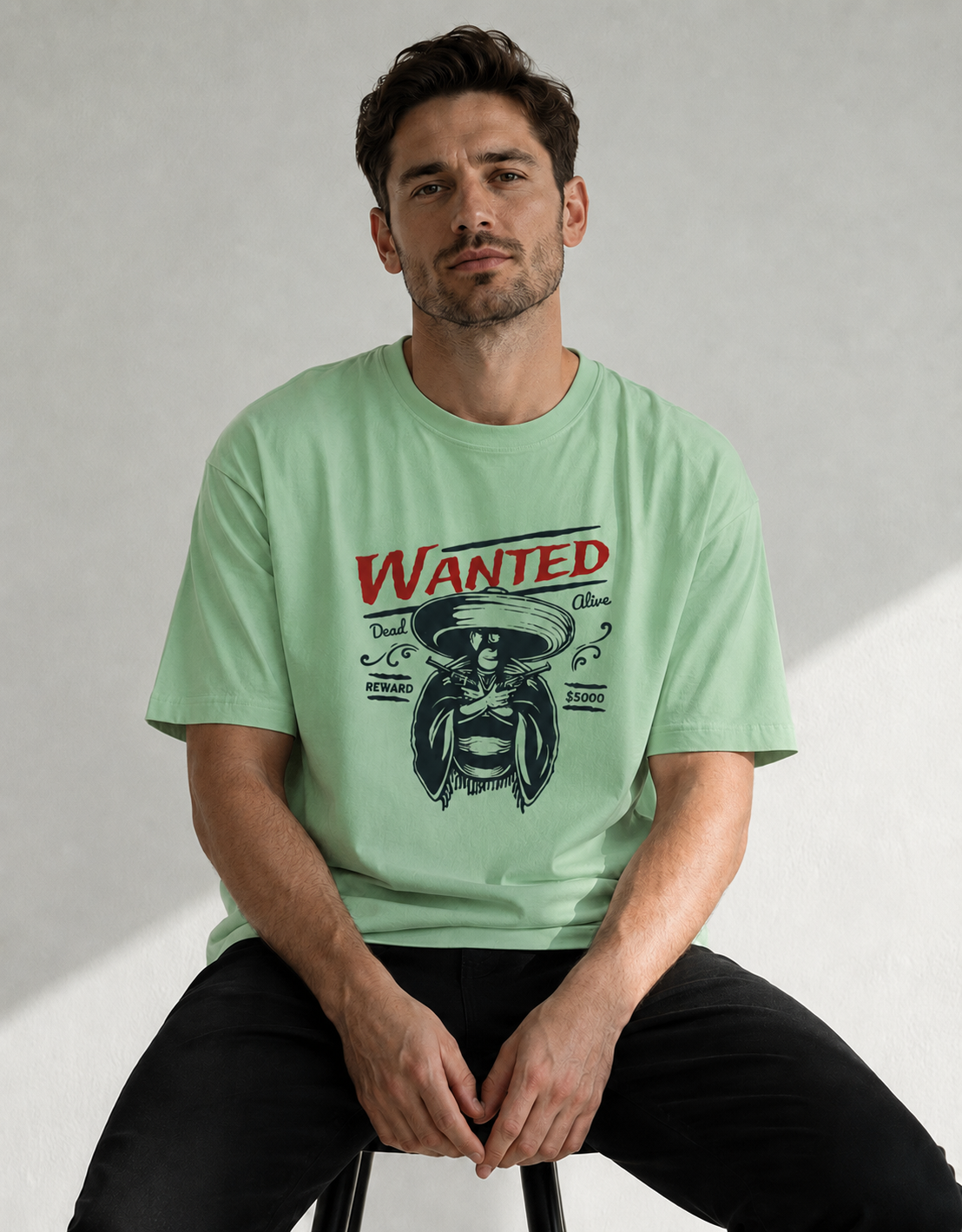 Vastrio Unisex Wanted Cowboy Graphic Printed T-Shirt | Western Vintage Style Tee for Men & Women | Casual Streetwear T-Shirt
