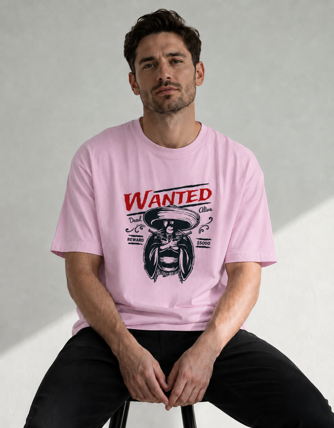 Vastrio Unisex Wanted Cowboy Graphic Printed T-Shirt | Western Vintage Style Tee for Men & Women | Casual Streetwear T-Shirt