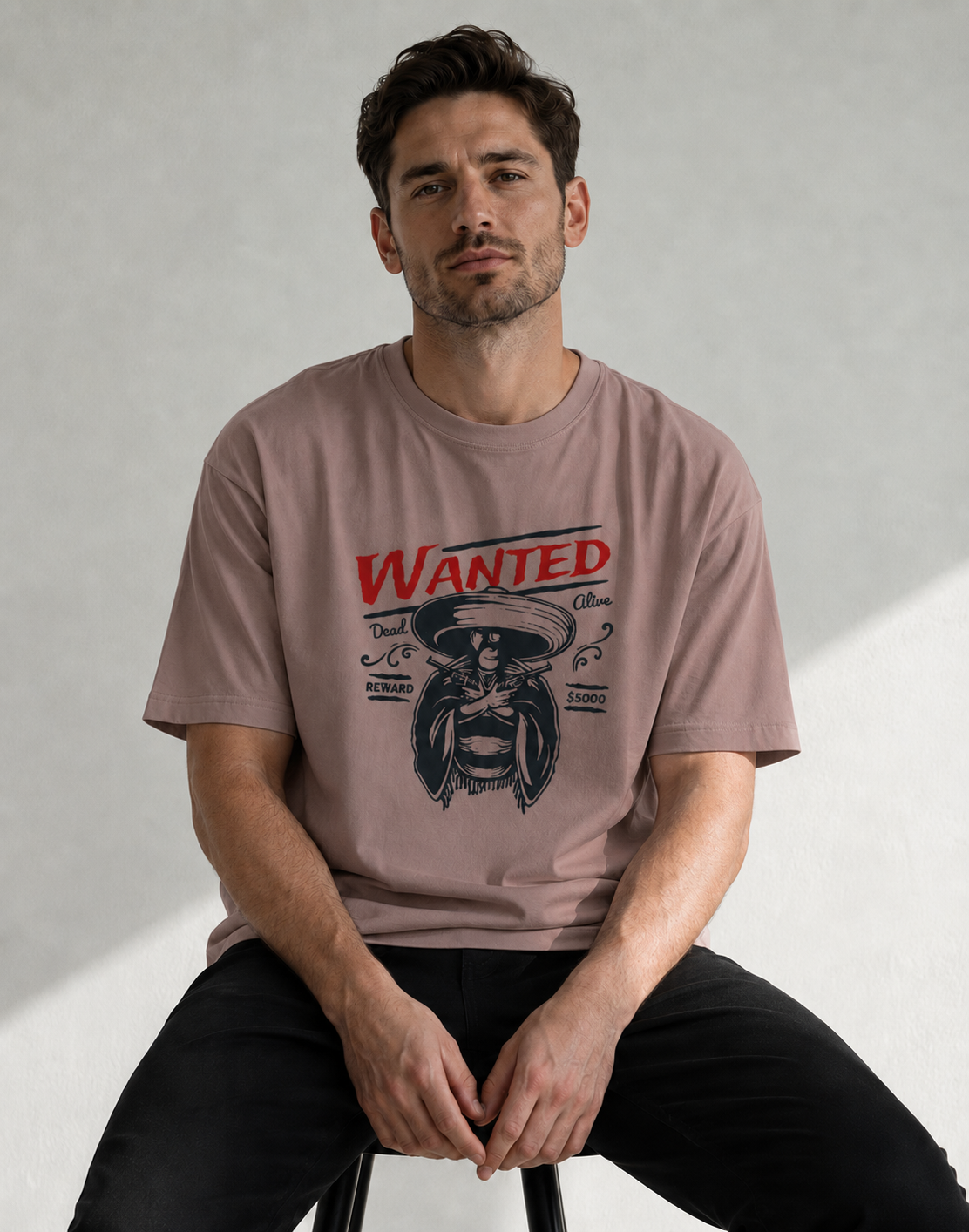 Vastrio Unisex Wanted Cowboy Graphic Printed T-Shirt | Western Vintage Style Tee for Men & Women | Casual Streetwear T-Shirt