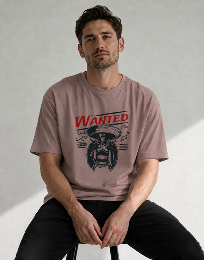 Vastrio Unisex Wanted Cowboy Graphic Printed T-Shirt | Western Vintage Style Tee for Men & Women | Casual Streetwear T-Shirt