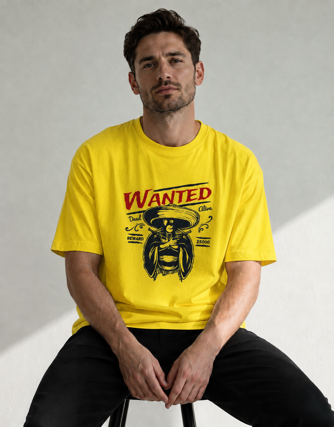 Vastrio Unisex Wanted Cowboy Graphic Printed T-Shirt | Western Vintage Style Tee for Men & Women | Casual Streetwear T-Shirt