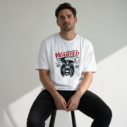 Vastrio Unisex Wanted Cowboy Graphic Printed T-Shirt | Western Vintage Style Tee for Men & Women | Casual Streetwear T-Shirt