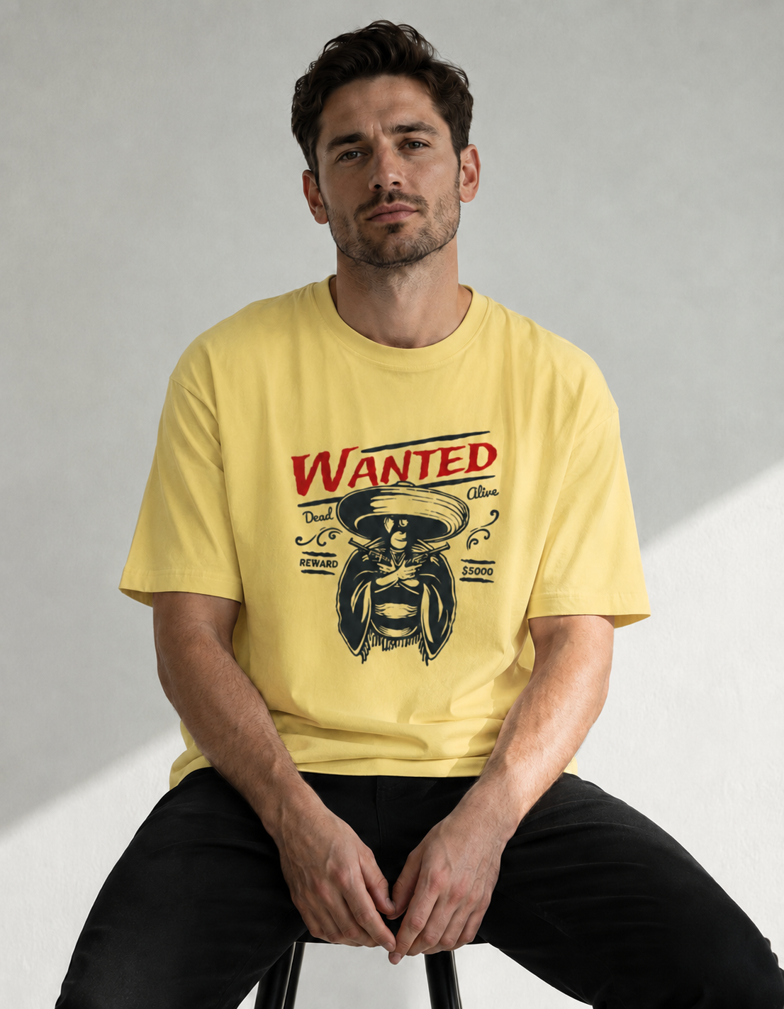 Vastrio Unisex Wanted Cowboy Graphic Printed T-Shirt | Western Vintage Style Tee for Men & Women | Casual Streetwear T-Shirt