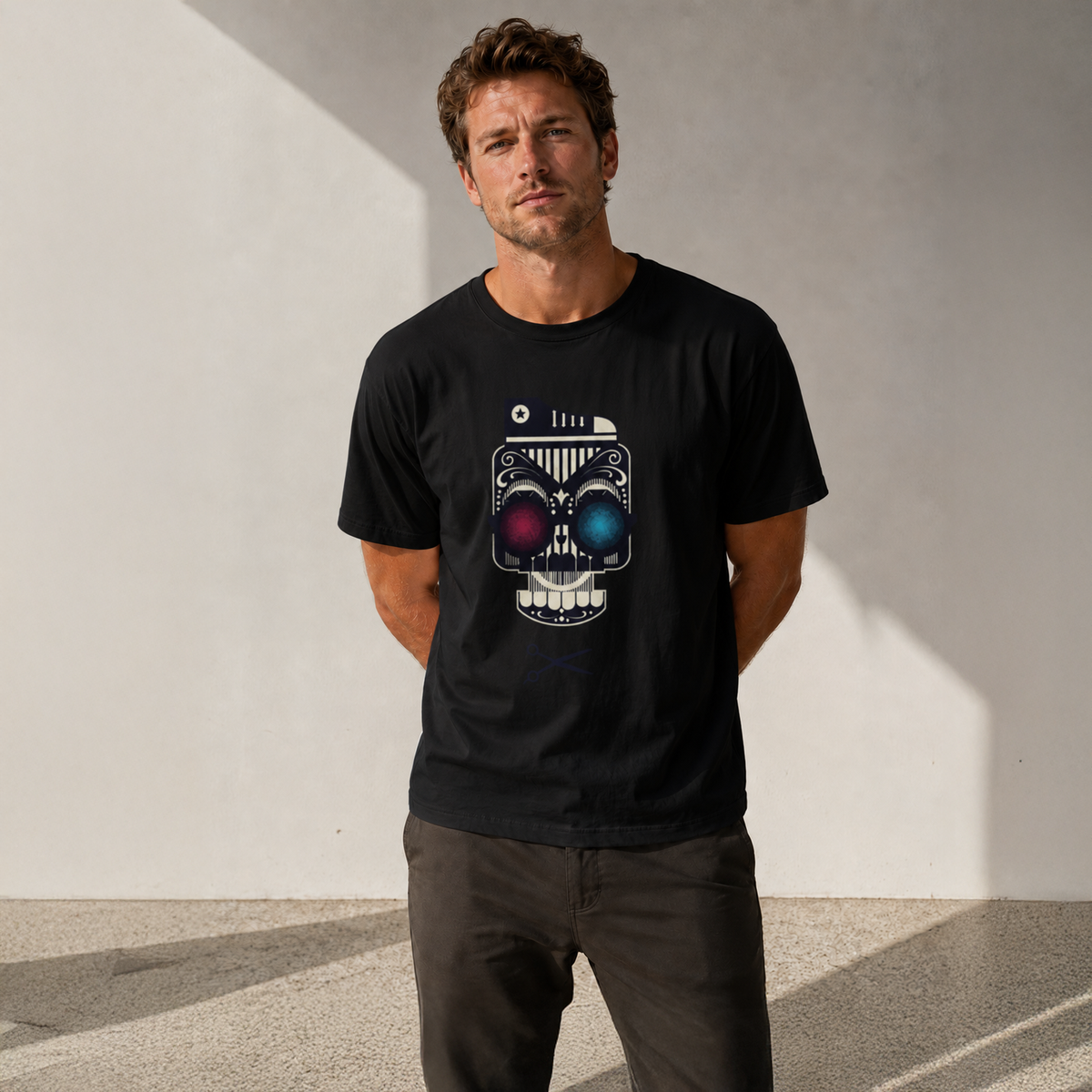 Vastrio Unisex Skull Graphic Printed T-Shirt, Regular Fit Crew Neck Casual Wear Cotton T-Shirt for Men & Women