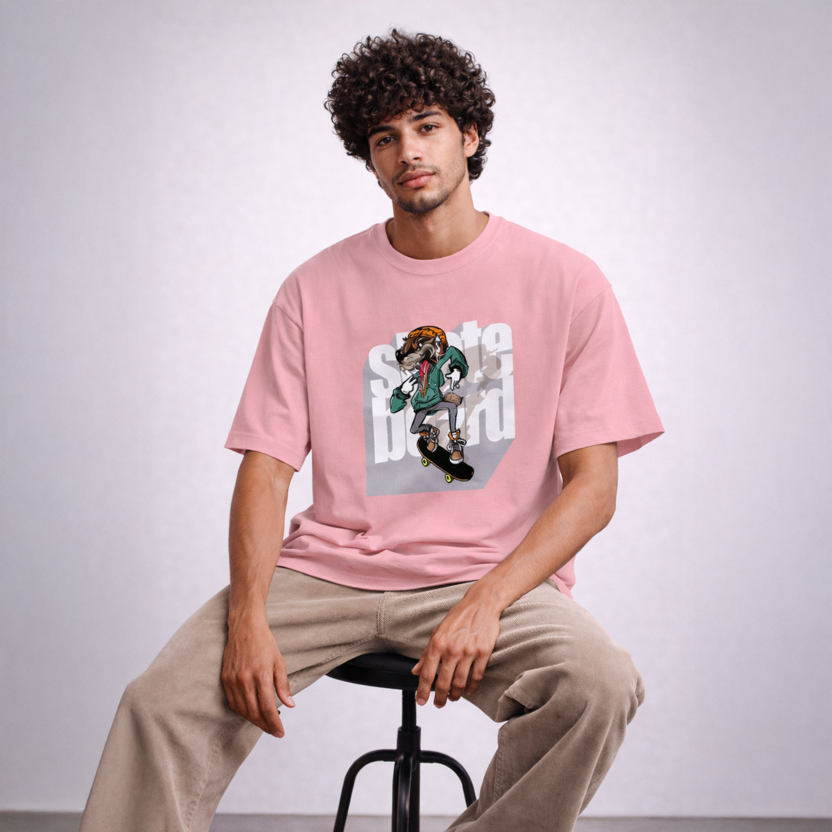 Vastrio Unisex Skateboard Dog Graphic Printed T-Shirt for Men & Women | Regular Fit Round Neck Short Sleeve Streetwear Casual T-Shirt