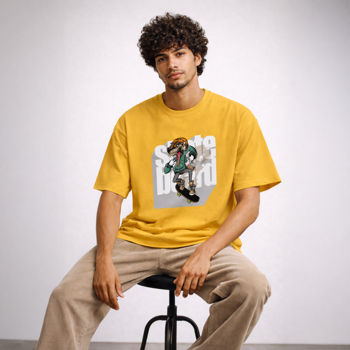 Vastrio Unisex Skateboard Dog Graphic Printed T-Shirt for Men & Women | Regular Fit Round Neck Short Sleeve Streetwear Casual T-Shirt