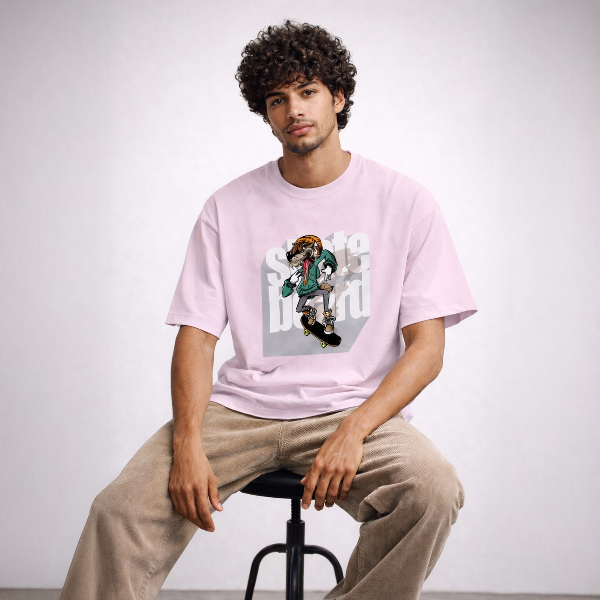 Vastrio Unisex Skateboard Dog Graphic Printed T-Shirt for Men & Women | Regular Fit Round Neck Short Sleeve Streetwear Casual T-Shirt