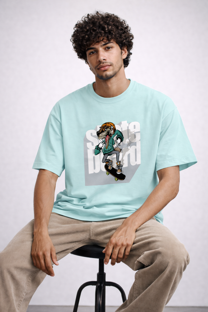 Vastrio Unisex Skateboard Dog Graphic Printed T-Shirt for Men & Women | Regular Fit Round Neck Short Sleeve Streetwear Casual T-Shirt