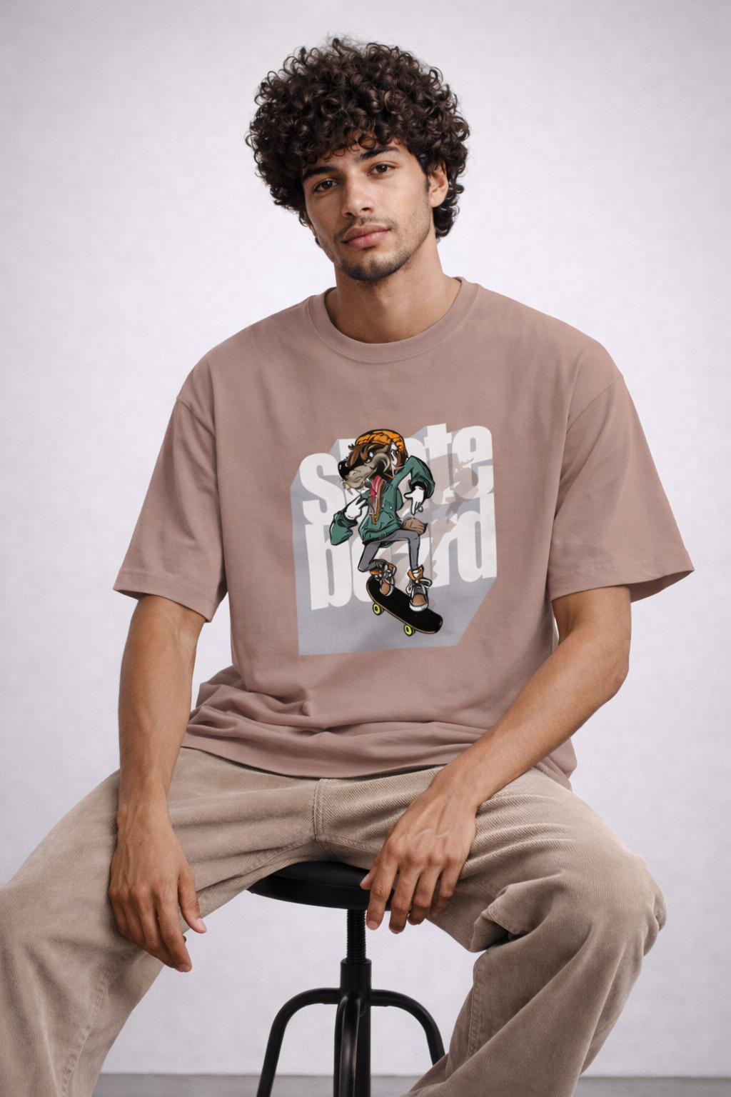 Vastrio Unisex Skateboard Dog Graphic Printed T-Shirt for Men & Women | Regular Fit Round Neck Short Sleeve Streetwear Casual T-Shirt
