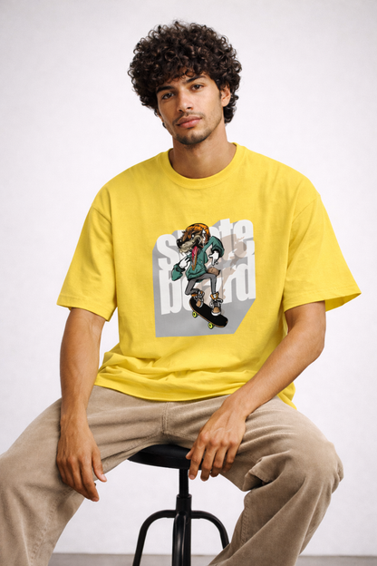 Vastrio Unisex Skateboard Dog Graphic Printed T-Shirt for Men & Women | Regular Fit Round Neck Short Sleeve Streetwear Casual T-Shirt