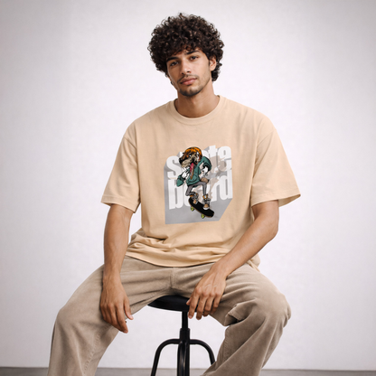 Vastrio Unisex Skateboard Dog Graphic Printed T-Shirt for Men & Women | Regular Fit Round Neck Short Sleeve Streetwear Casual T-Shirt