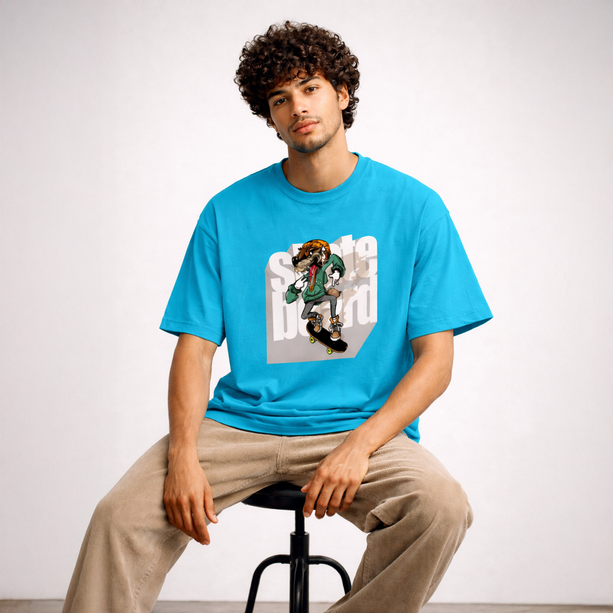 Vastrio Unisex Skateboard Dog Graphic Printed T-Shirt for Men & Women | Regular Fit Round Neck Short Sleeve Streetwear Casual T-Shirt