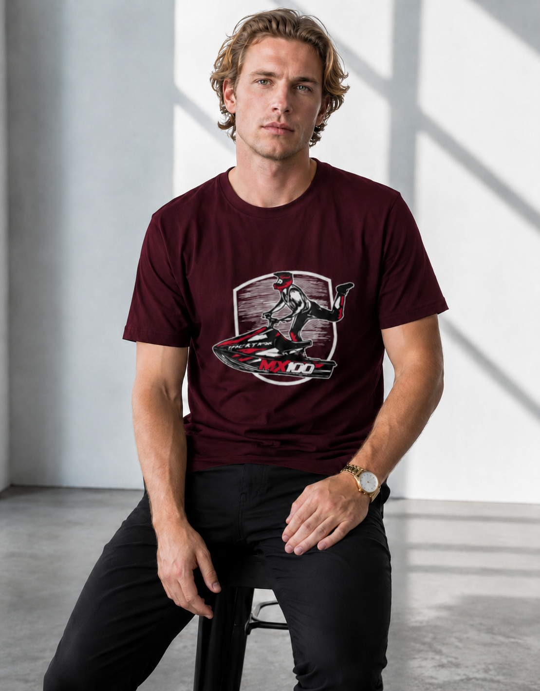 Vastrio Unisex Jet Ski Graphic Printed T-Shirt, Regular Fit Crew Neck Casual Wear T-Shirt for Men & Women, Water Sports Racing Adventure Streetwear Tee